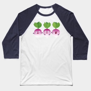 Cute turnip vegetable trio singing cartoon Baseball T-Shirt